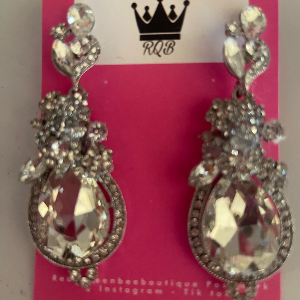 Silver Crystal Statement Earrings